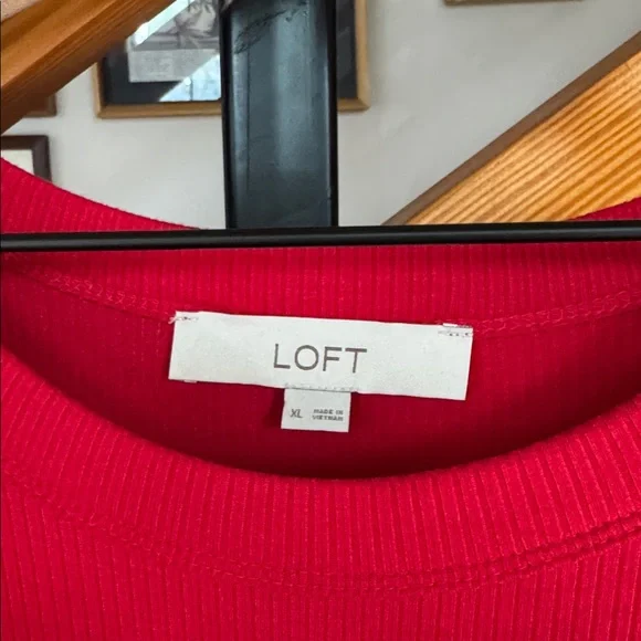 LOFT Bright Red Ribbed Crewneck Maxi Dress - Picture 2 of 5